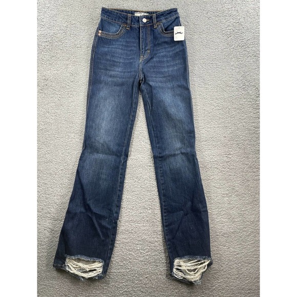Free People Denim - Free People Size24 Wide Leg Distressed Hem High Rise Women’s Jeans